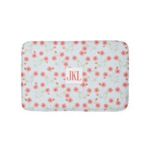 Coral Flower Pattern Custom Small Bath Mat
