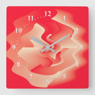 coral flower square wall clock