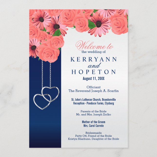 Coral Flowers and Navy Blue - Program (Front)