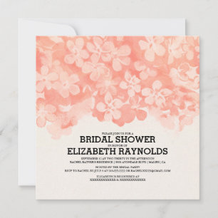 Coral Flowers Bridal Shower Invitations