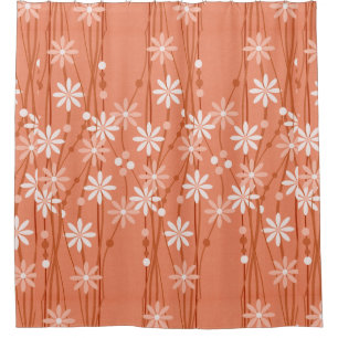 Coral Flowers Shower Curtain