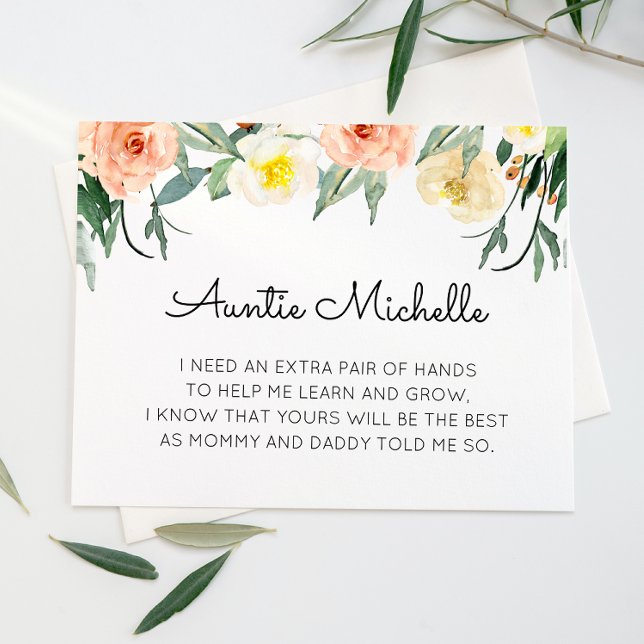 Coral Flowers Will You Be My Godmother Proposal Invitation (Creator Uploaded)