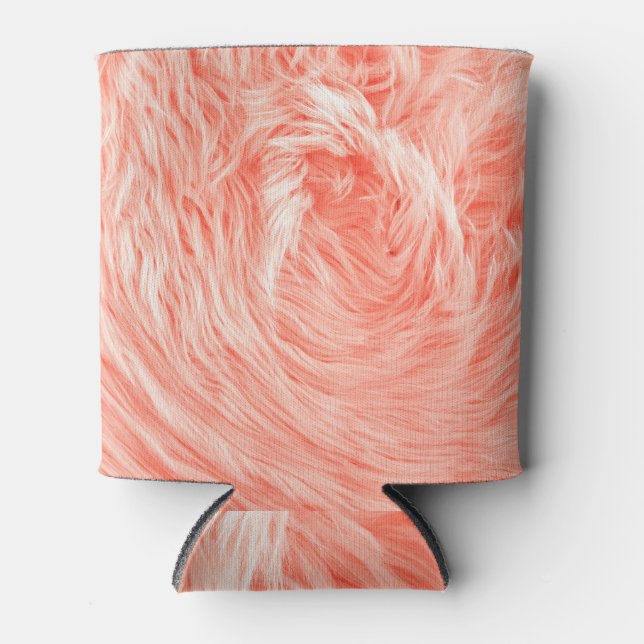 Coral Fluffy Fur: 2019 Trend. Can Cooler (Front)