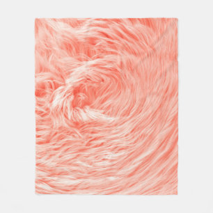 Coral Fluffy Fur: 2019 Trend. Fleece Blanket