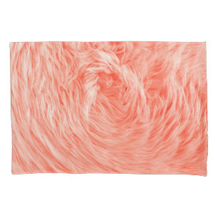 Coral Fluffy Fur: 2019 Trend. Pillowcase