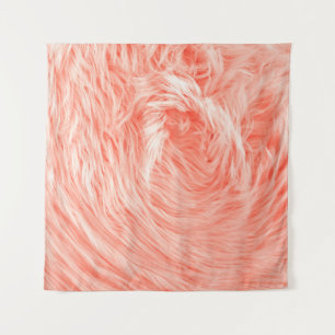 Coral Fluffy Fur: 2019 Trend. Tapestry