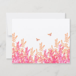 Coral & Fuchsia Wild Flower Bee Wedding RSVP Card