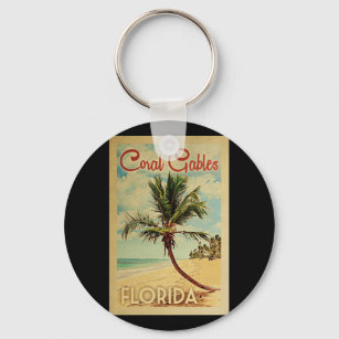 Coral Gables Palm Tree Vintage Travel Key Ring