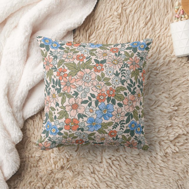 Coral Garden Flower Pattern Cushion (Blanket)
