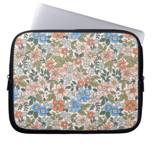 Coral Garden Flower Pattern Laptop Sleeve