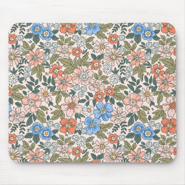 Coral Garden Flower Pattern Mouse Pad (Front)