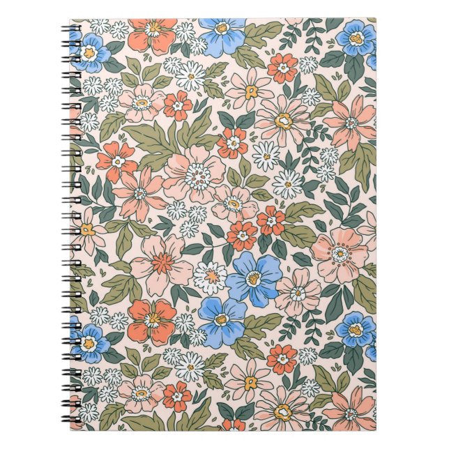 Coral Garden Flower Pattern Notebook (Front)