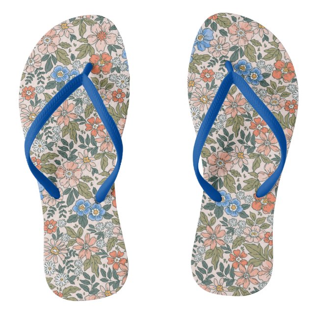 Coral Garden Flower Pattern Thongs (Footbed)