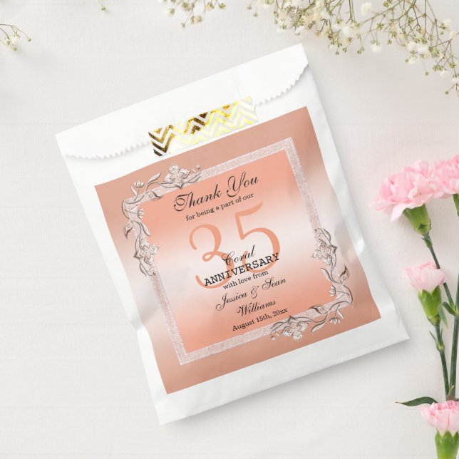  Coral Gem & Glitter 35th Wedding Anniversary  Favour Bag (Sealed)