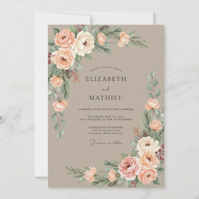 Coral Gentle Blossom Wedding Invitation (Front)