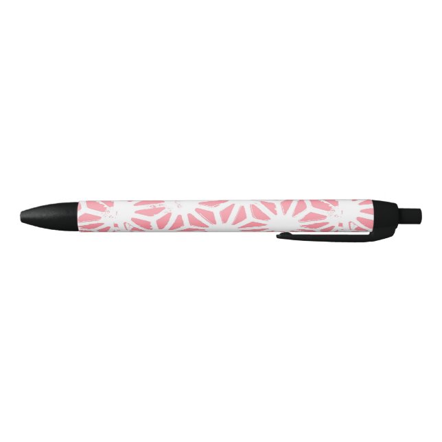 Coral geometric pattern black ink pen (Bottom)