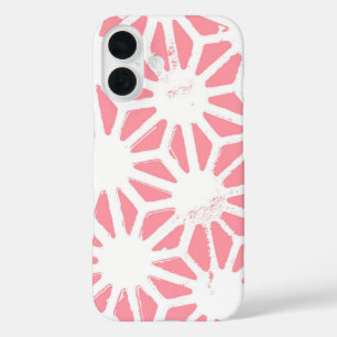 Coral geometric pattern iPhone 16 case