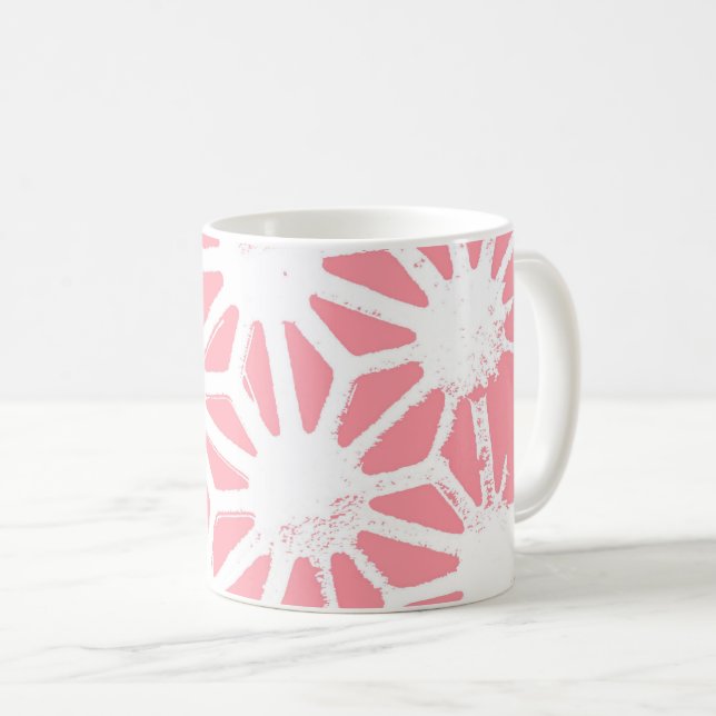 Coral geometric pattern coffee mug (Front Right)