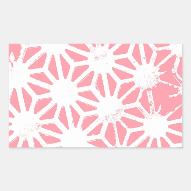 Coral geometric pattern rectangular sticker (Front)