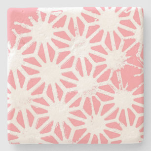 Coral geometric pattern stone coaster