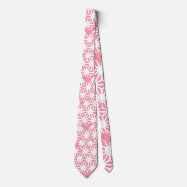 Coral geometric pattern tie (Front)