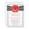 Coral Gerbera Daisy Grey Ribbon Invitation