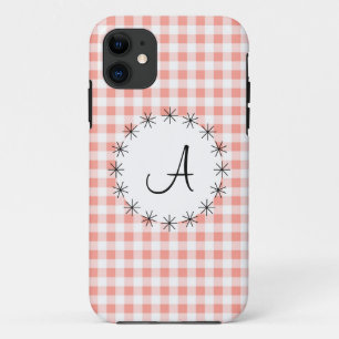 Coral Gingham Check 'Monogram' iPhone 5 case