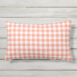 Coral Gingham Pattern Chequered Lumbar Cushion