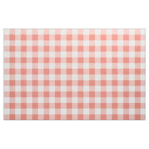 Coral Gingham Pattern Fabric