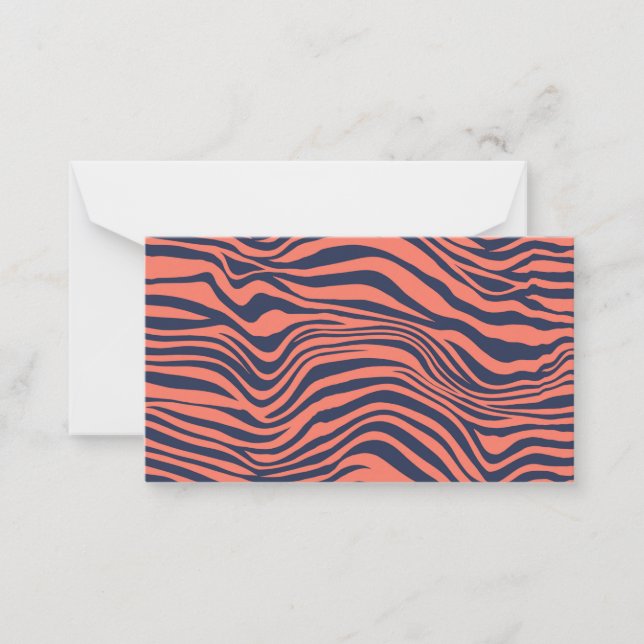 Coral Glamourous Tiger Stripes Animal Print Card (Front)