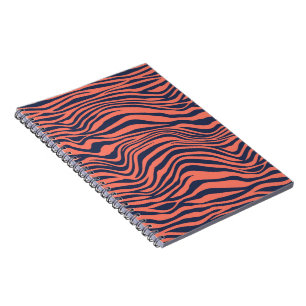 Coral Glamourous Tiger Stripes Animal Print Notebook