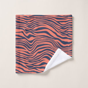 Coral Glamourous Tiger Stripes Animal Print Wash Cloth