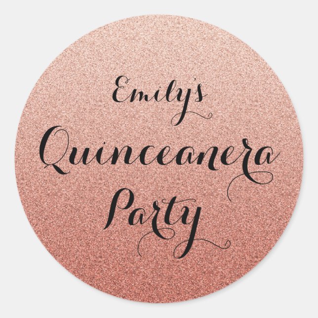 Coral Glitter Faux Ombre Quinceanera Sticker (Front)