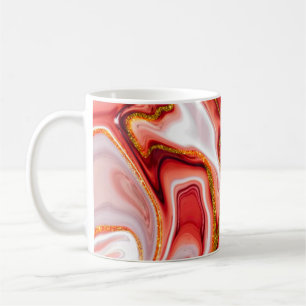 Coral Gold Abstract Marble Fluid Art Coffee Mug