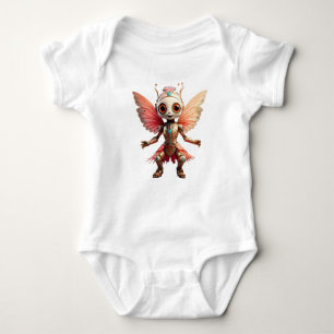 Coral Gold Cute Dancing Robot Pixie Baby Bodysuit