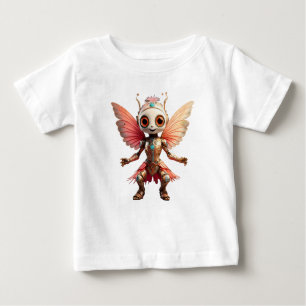 Coral Gold Cute Dancing Robot Pixie Baby T-Shirt