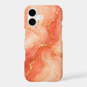 Coral Gold Marble River Abstract
