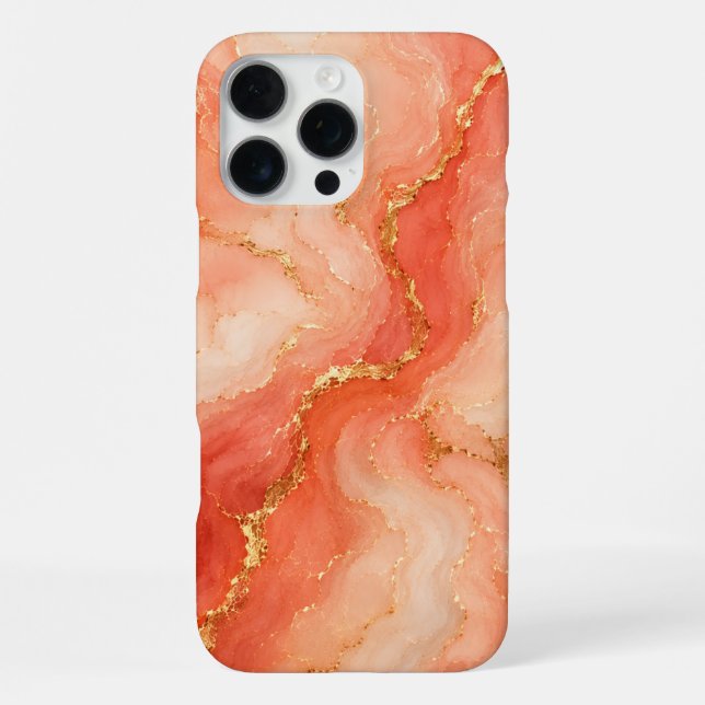 Coral Gold Marble River Abstract iPhone Case (Back)