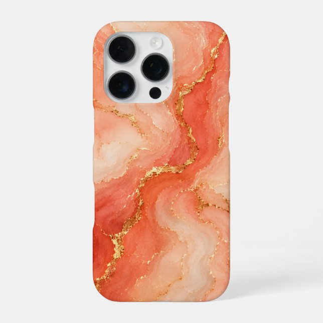 Coral Gold Marble River Abstract iPhone Case (Back)