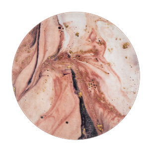 Coral Gold Marbling: Natural Pattern Cutting Board