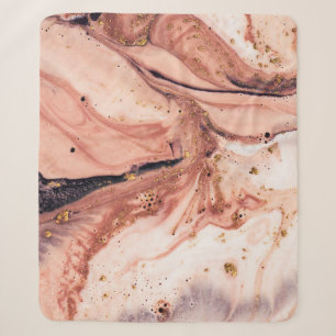 Coral Gold Marbling: Natural Pattern Sherpa Blanket