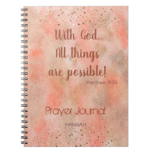 Coral Gold Mist Bible Verse  Personalised Prayer Notebook