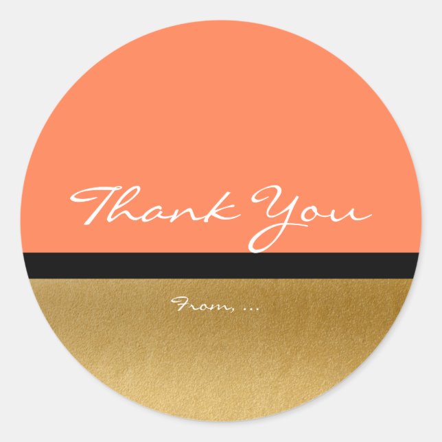 Coral & Gold Modern Elegant Glam Chic Sticker (Front)