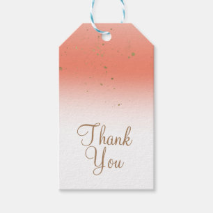 Coral & Gold Modern Glam Bridal Shower Party Gift Tags