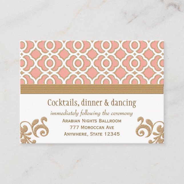 Coral Gold Moroccan Reception Enclosure Cards (Front)