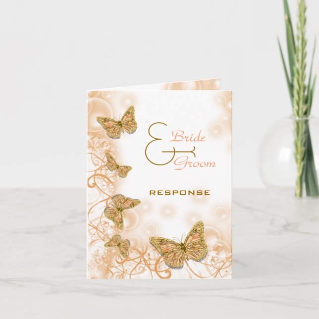 Coral gold wedding engagement anniversary card (Front)