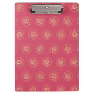 Coral   Golden Zinnia Flower Medallions Clipboard
