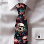 Coral Gothic Alien Skull Tentacles Steampunk Ocean Tie<br><div class="desc">Floral Coral Skulls Ocean Bed of Human and Alien Skulls Mens Tie | Unique Gothic Necktie Elevate your style with our Gothic Skulls Mens Tie. Featuring human and pink alien skulls entwined by tentacles on an ocean bed adorned with leaves and coral flowers. This tie adds a distinctive touch to...</div>