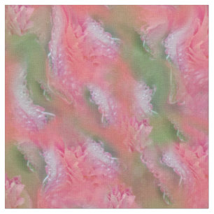 Coral, Grass & Peony-pink Blooms Fabric
