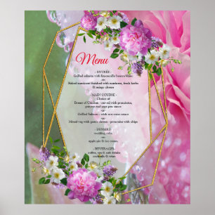 Coral, Grass & Peony-pink Blooms Poster